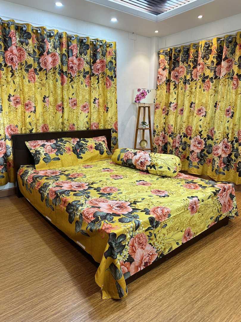 Luxury,Twill,100%,Cotton,Bed,Sheet,And,Porda,Combo