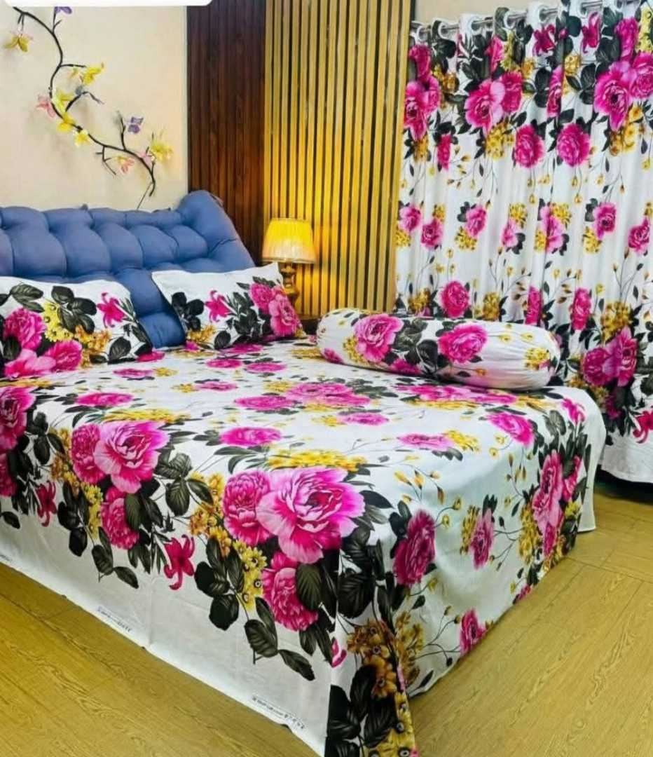Luxury,Twill,100%,Cotton,Bed,Sheet,And,Porda,Combo