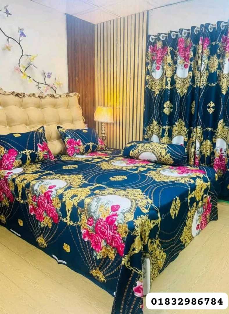 Luxury,Twill,100%,Cotton,Bed,Sheet,And,Porda,Combo