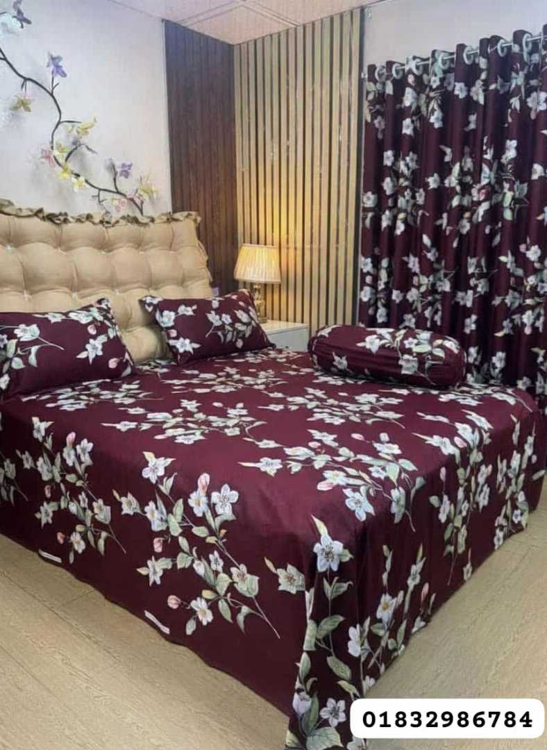 Luxury,Twill,100%,Cotton,Bed,Sheet,And,Porda,Combo