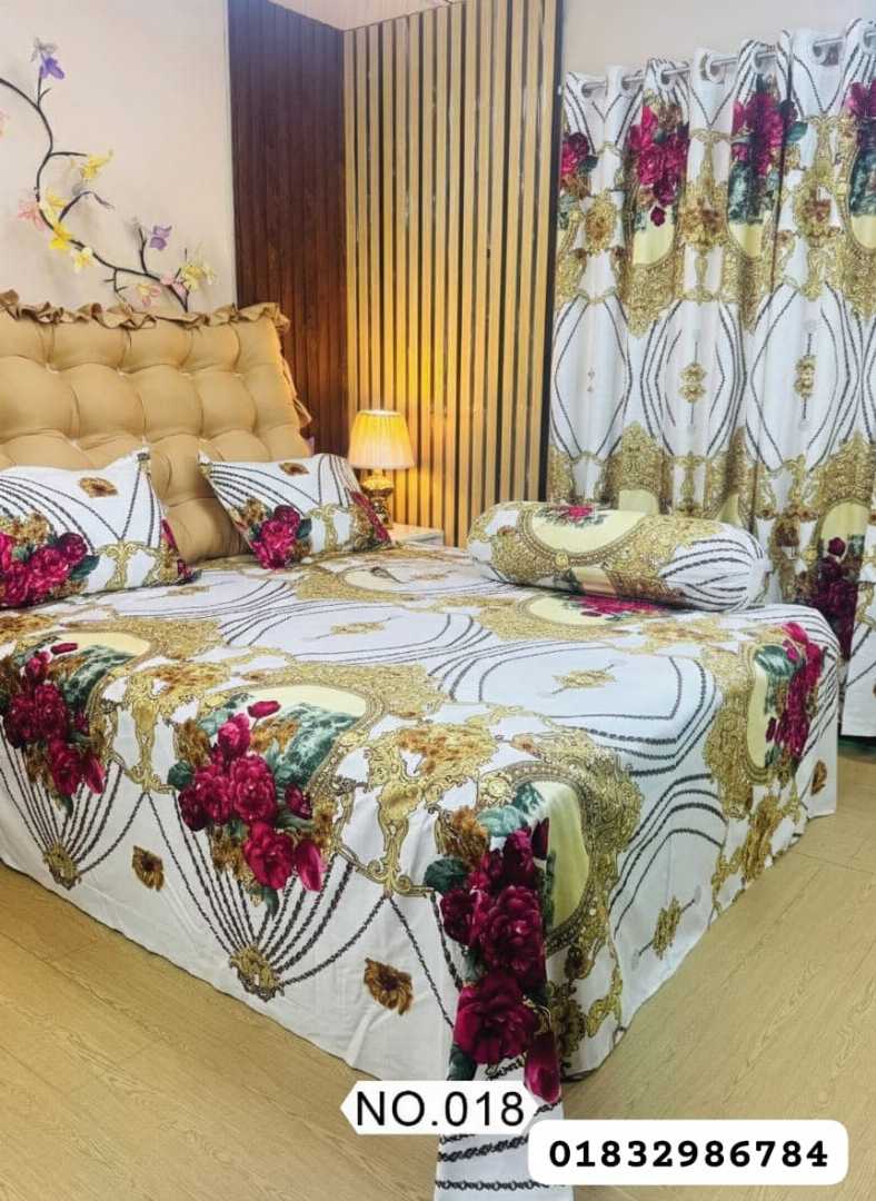 Luxury,Twill,100%,Cotton,Bed,Sheet,And,Porda,Combo