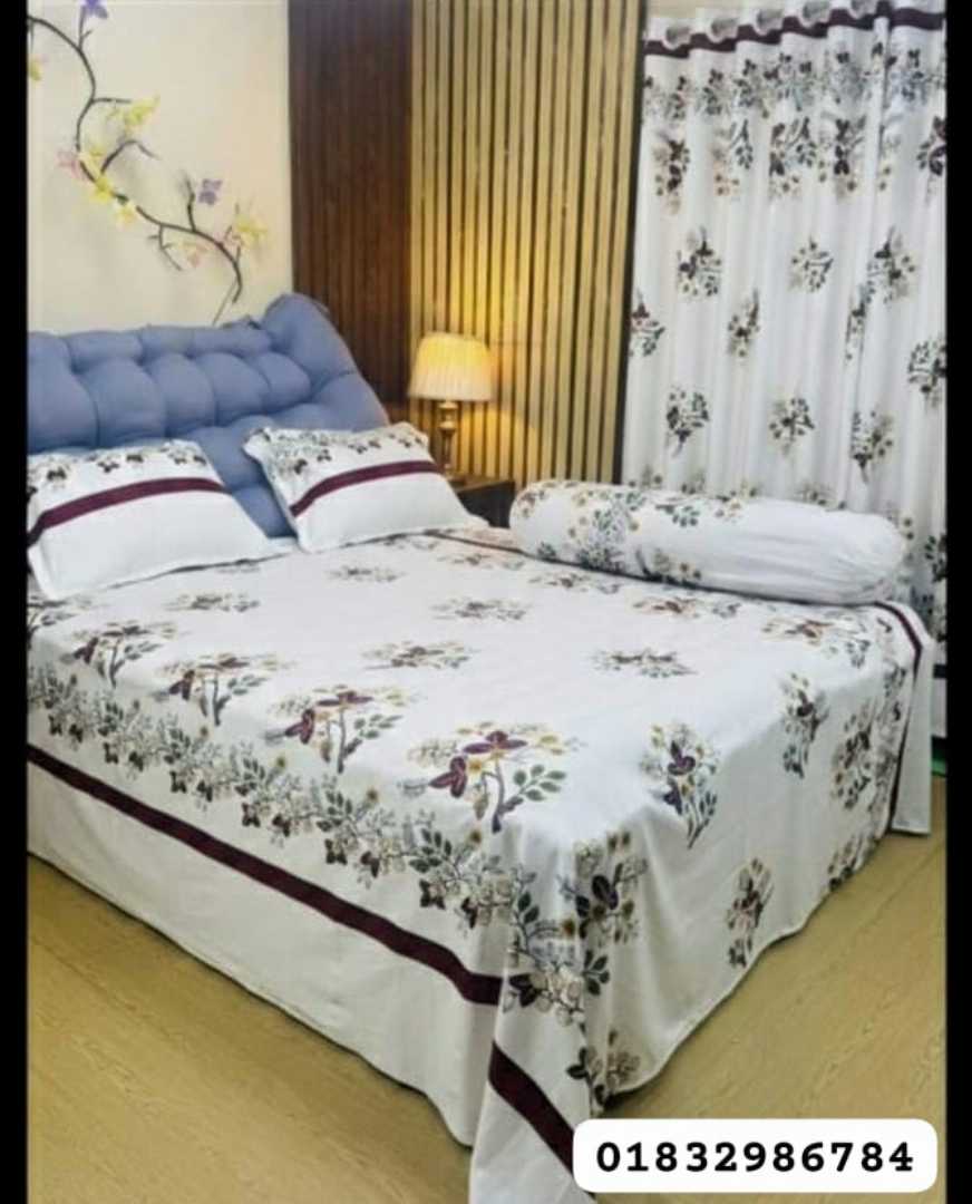 Luxury,Twill,100%,Cotton,Bed,Sheet,And,Porda,Combo