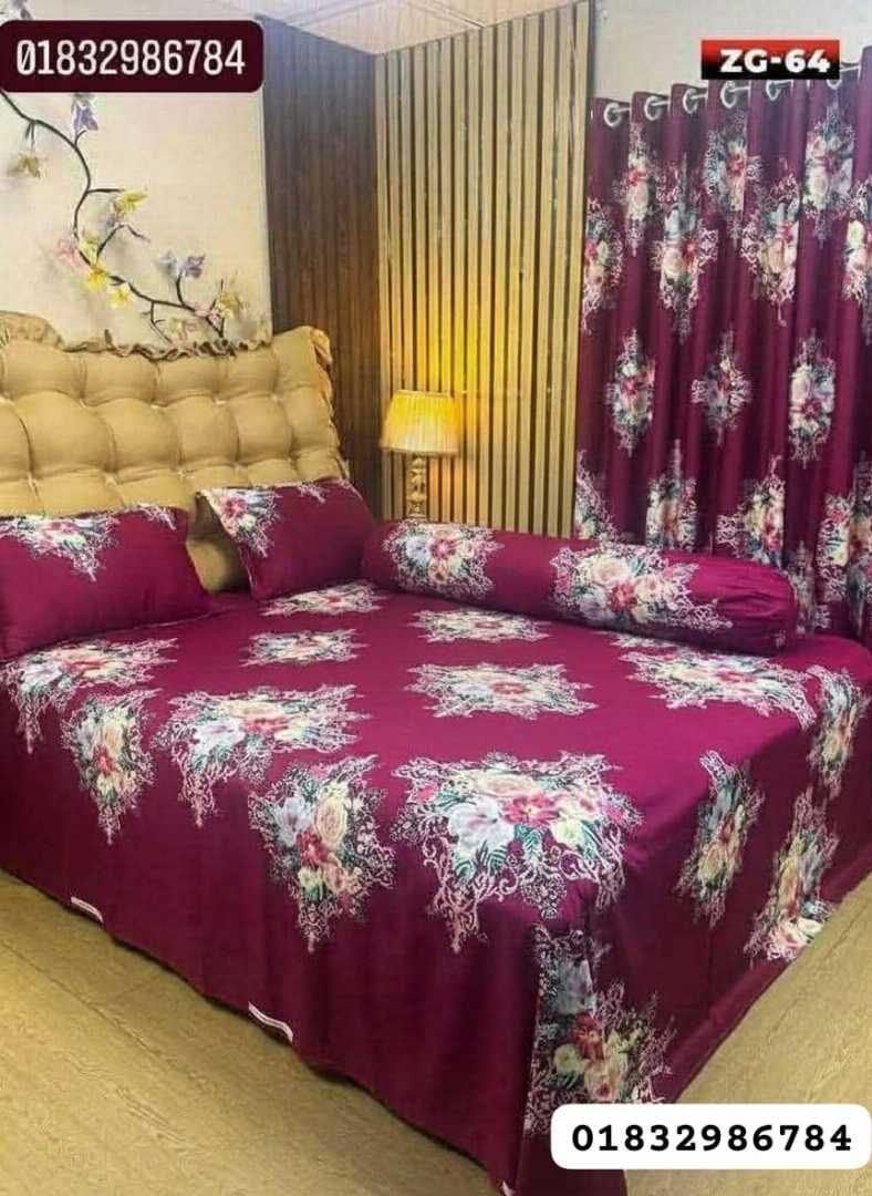 Luxury,Twill,100%,Cotton,Bed,Sheet,And,Porda,Combo