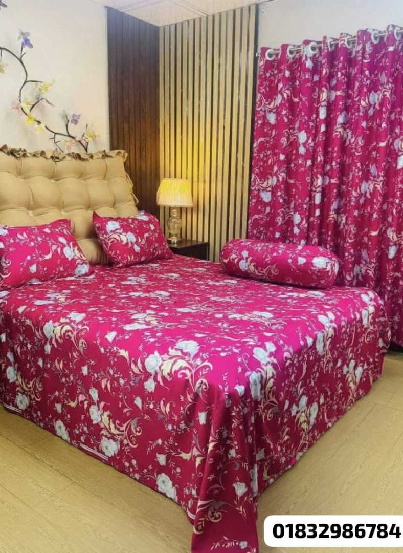 Luxury,Twill,100%,Cotton,Bed,Sheet,And,Porda,Combo