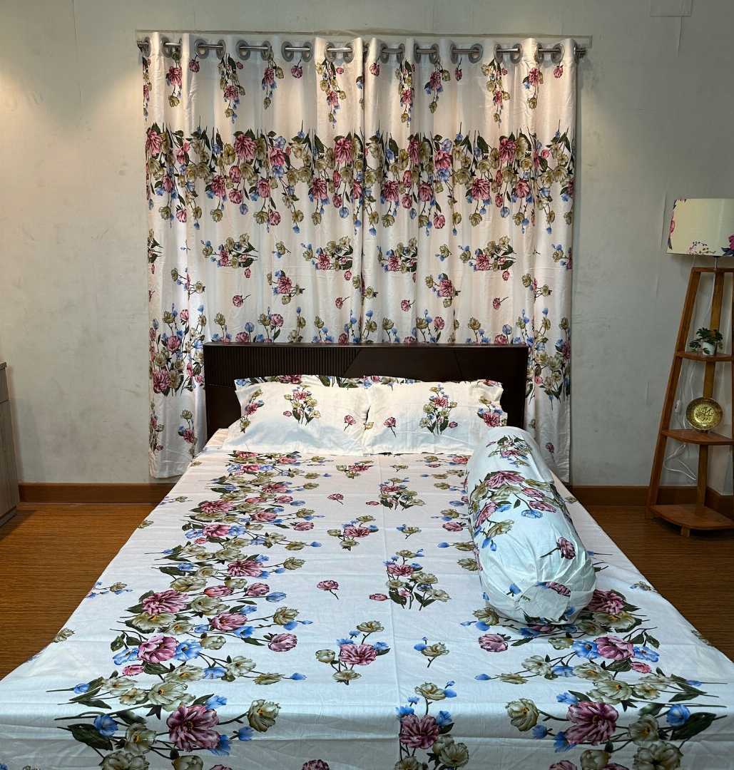 Luxury,Twill,100%,Cotton,Bed,Sheet,And,Porda,Combo