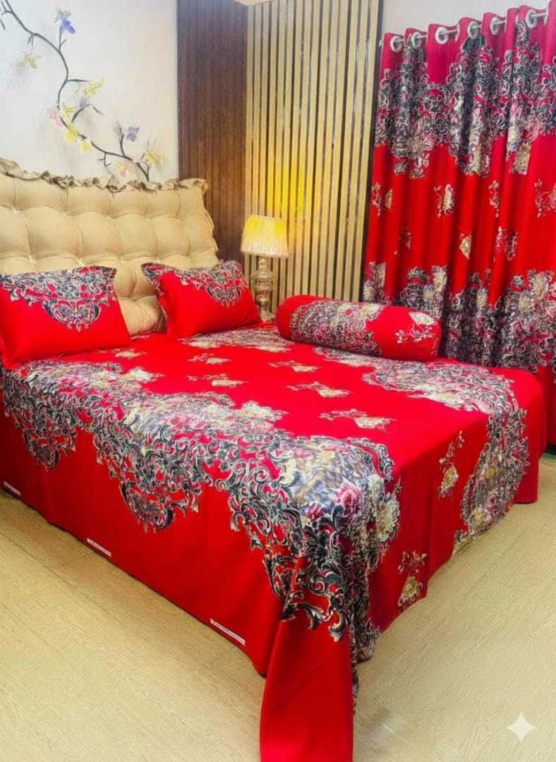 Luxury,Twill,100%,Cotton,Bed,Sheet,And,Porda,Combo