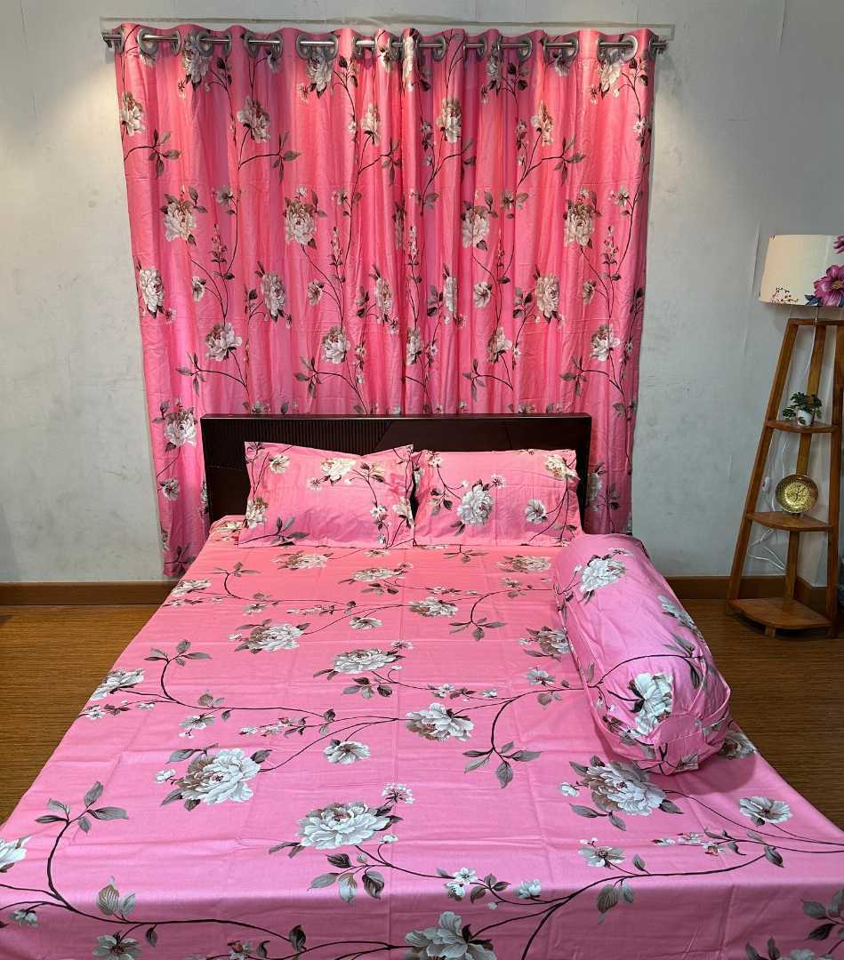 Luxury,Twill,100%,Cotton,Bed,Sheet,And,Porda,Combo