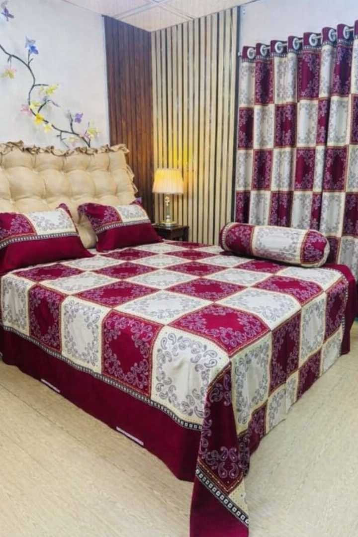 Luxury,Twill,100%,Cotton,Bed,Sheet,And,Porda,Combo
