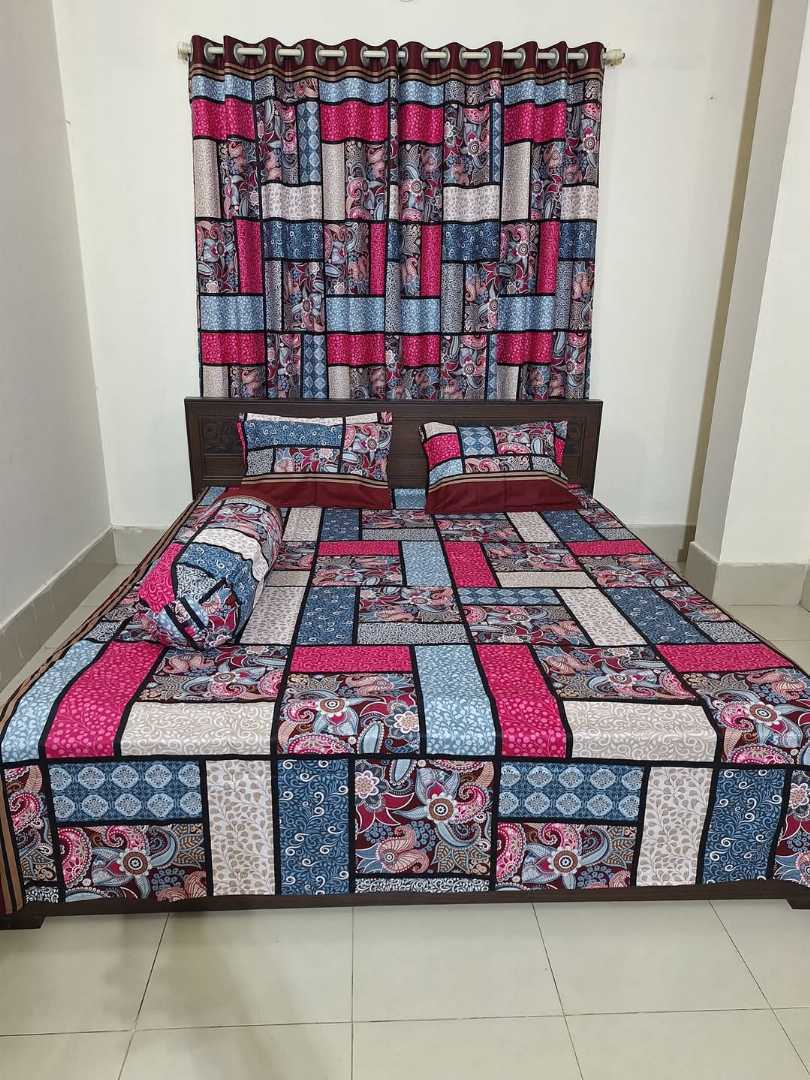 Luxury,Twill,100%,Cotton,Bed,Sheet,And,Porda,Combo