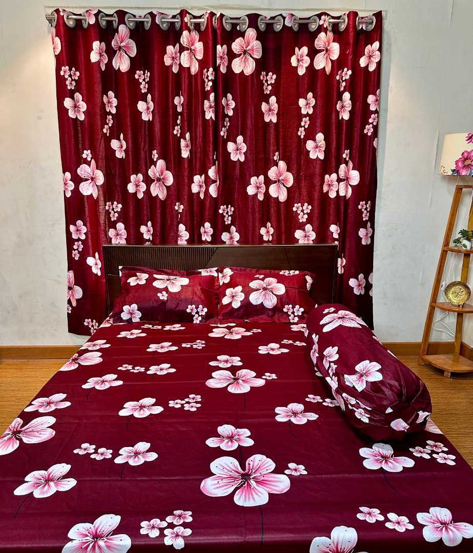 Luxury,Twill,100%,Cotton,Bed,Sheet,And,Porda,Combo