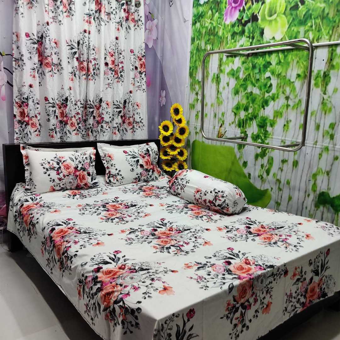 Luxury,Twill,100%,Cotton,Bed,Sheet,And,Porda,Combo