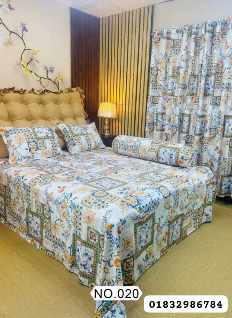 Luxury,Twill,100%,Cotton,Bed,Sheet,And,Porda,Combo