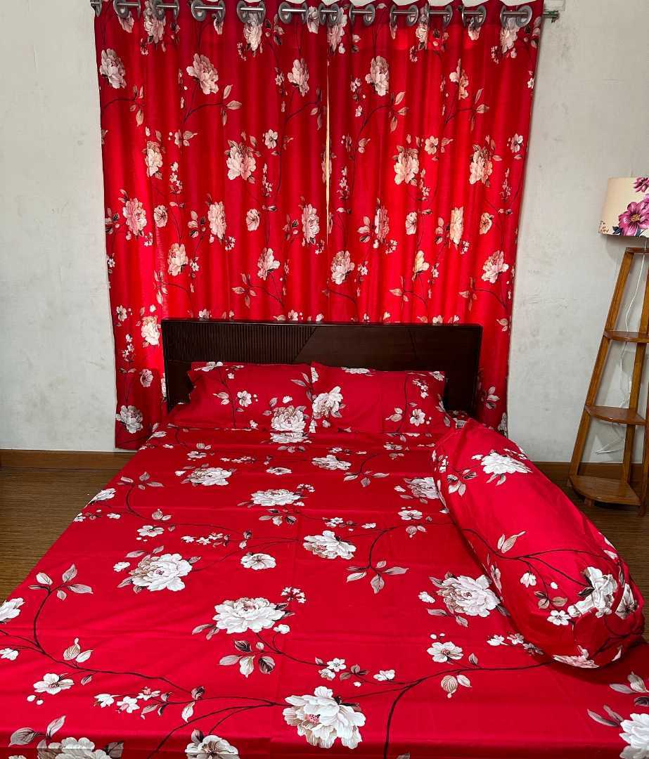 Luxury,Twill,100%,Cotton,Bed,Sheet,And,Porda,Combo
