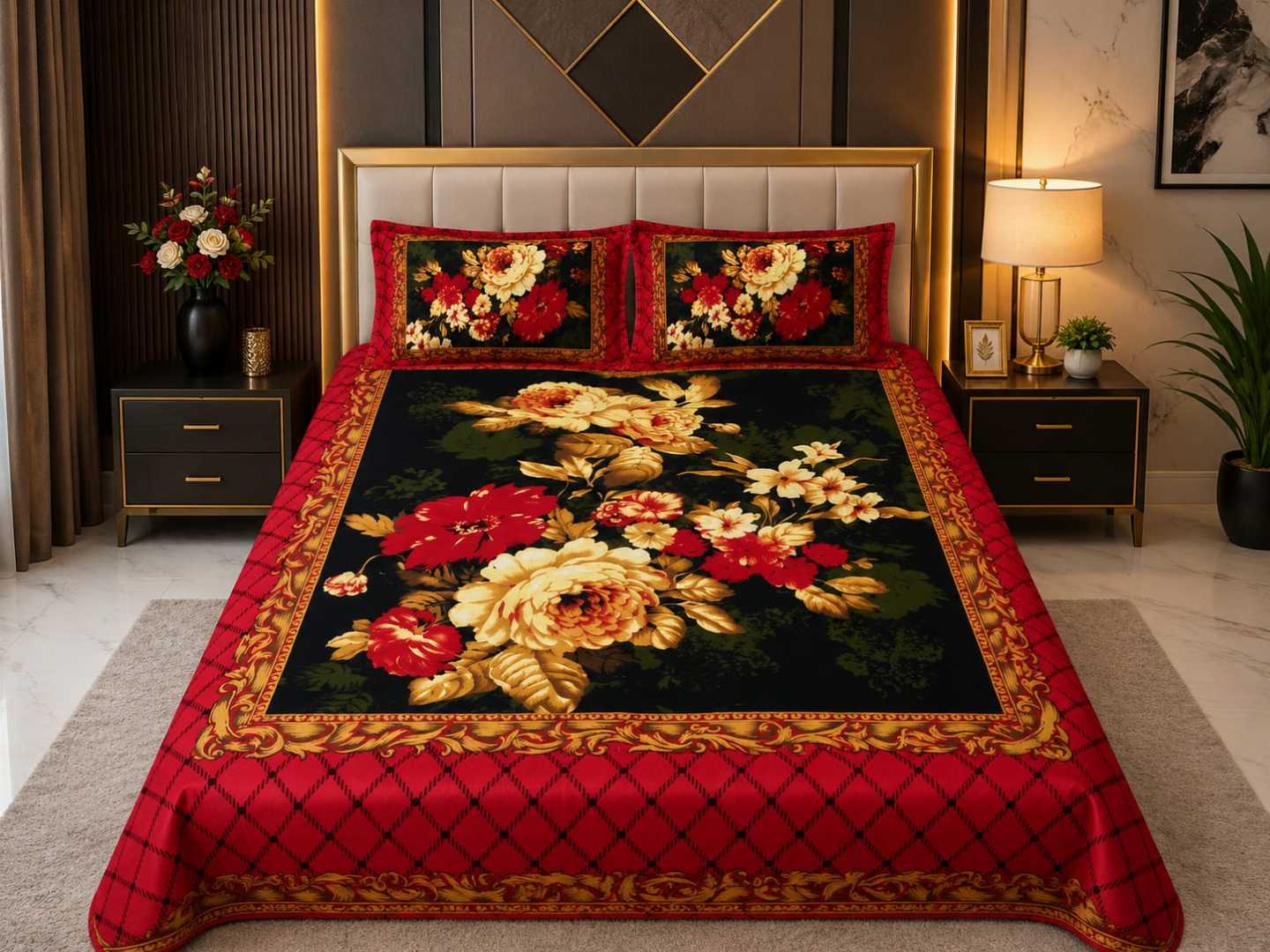 Luxury,King,size,Bed,Sheet,with,Matching,Pillow,covers